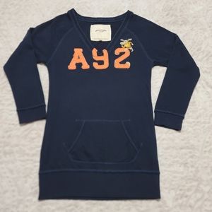 Y2k Abercrombie & Fitch Women's Navy Blue sweatshirt  Size XL